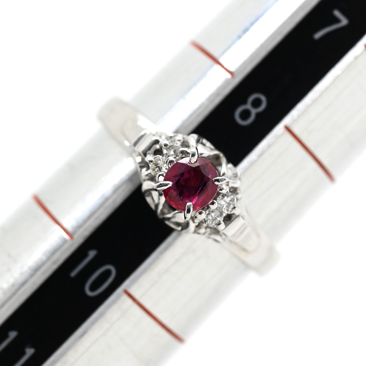 Ring ring Ruby 0.19ct Earring Pt900 Ruby diamond … - image 9