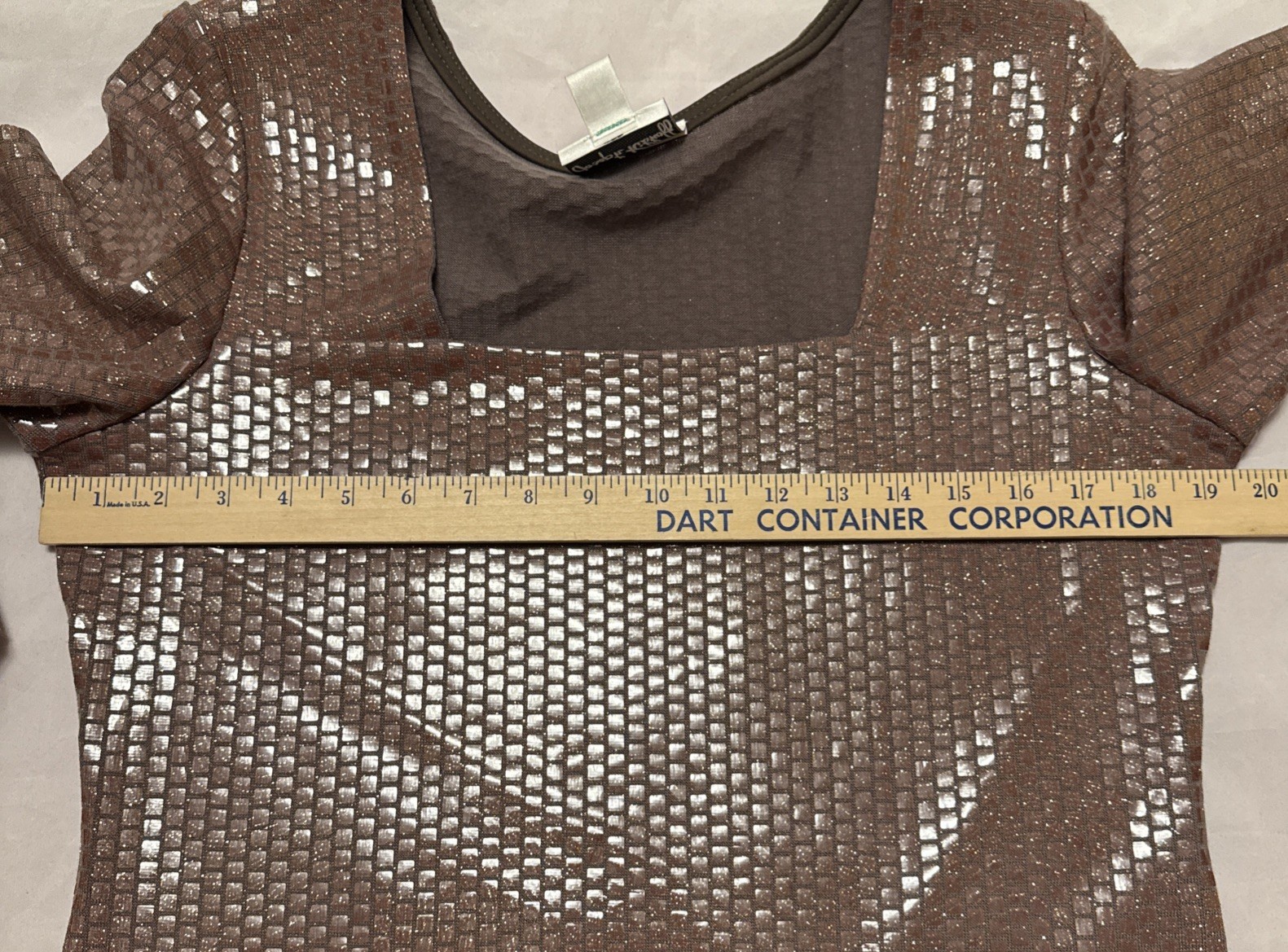 Joseph Ribhoff Metallic Square Pattern Top Brown … - image 5