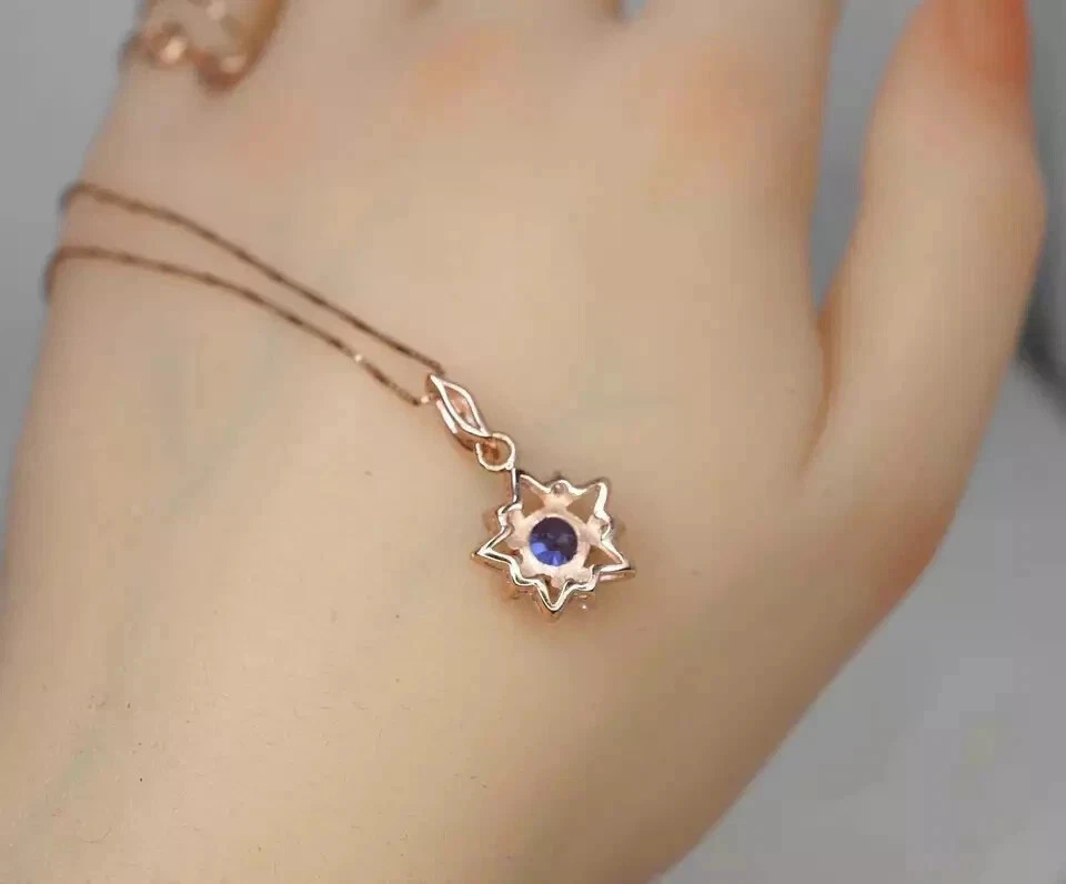 Trending 2Ct Round Cut Tanzanite/Diamond Women's Star Pendant 14K Rose Gold Over - Image 3 of 4