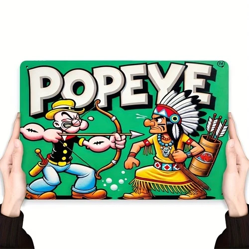 [2D Flat] Popeye" Vintage Tin Metal Signs - Colorful Cartoon Characters, Rustic
