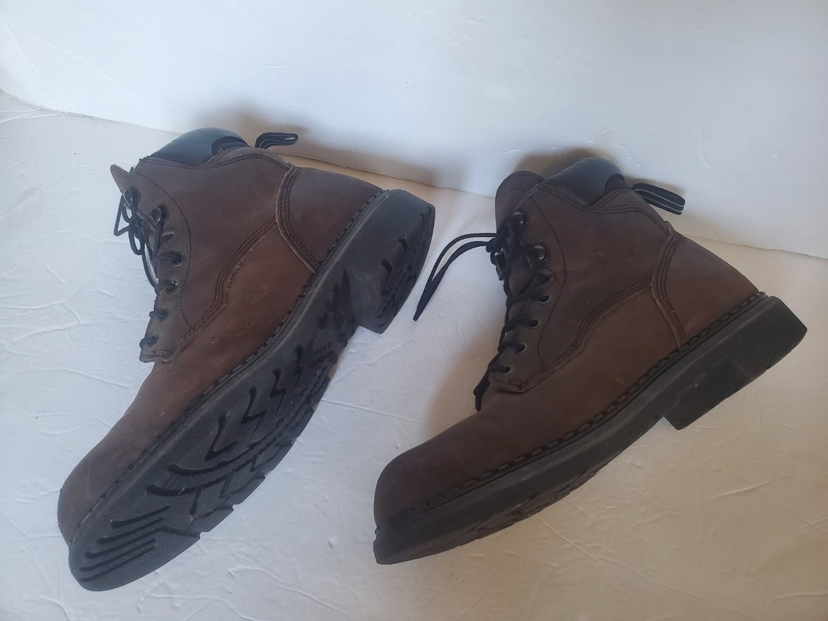 Red Wing Mens 400 Brown Leather Work Boots Size 9.5 D ASTM F2892-11 EH USA Made Red Wing Boots Mens 9.5 D ASTM F 2892 11 Brown Leather Oil  main image 3