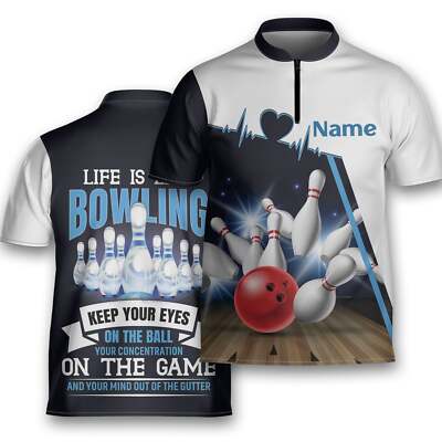 Life Is Like Bowling Keep Your Eyes On The Balls Bowling Jersey Shirt Flame Bowl