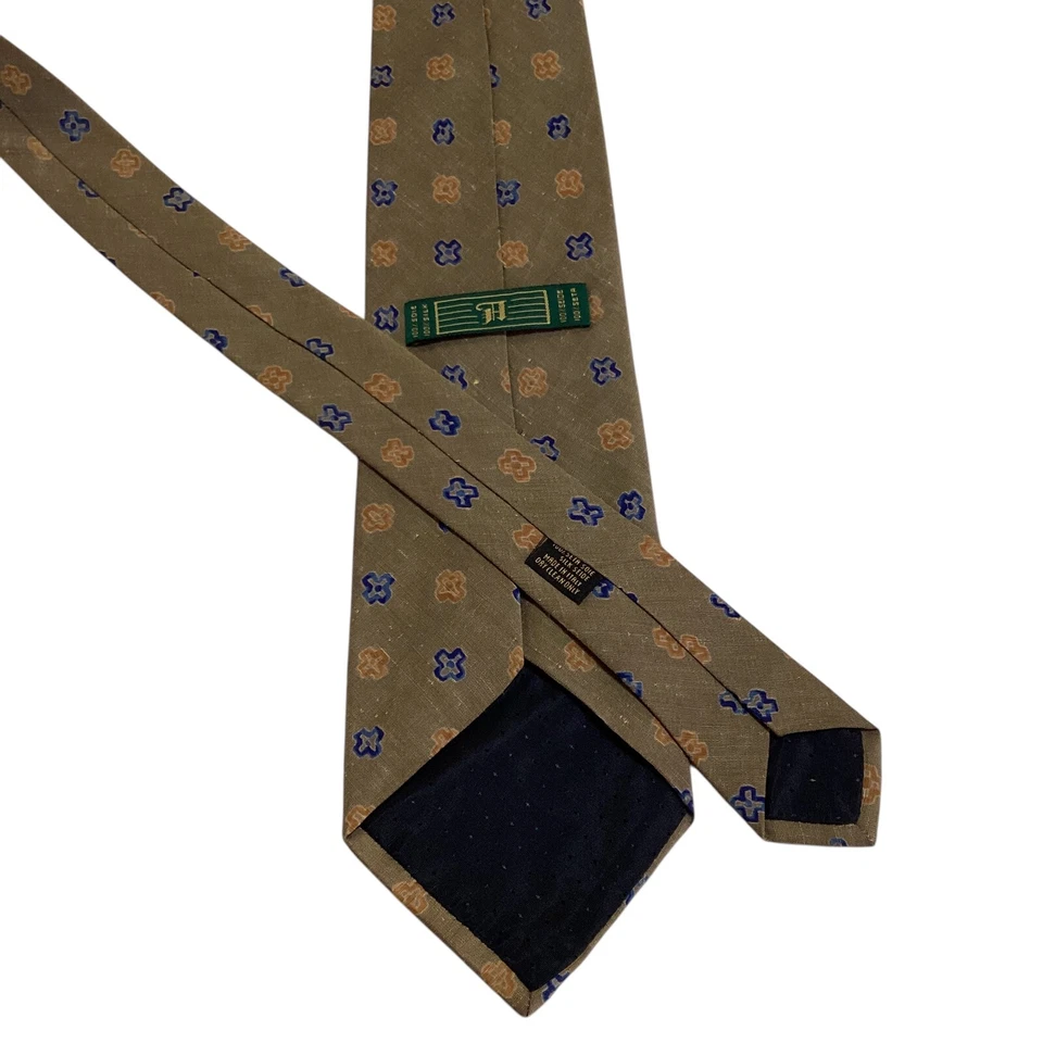 Corbata de hombre ALTEA 100 % seda ITALIA diseñador geométrico marrón/azul/naranja usada en excelente estado Foto 3 de 3