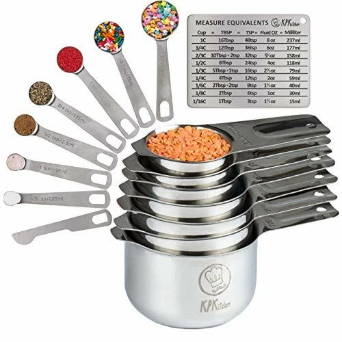 Measuring Cups Spoons Set 7 Cup 7 Spoon Metal Stainless Steel Baking Kitchen
