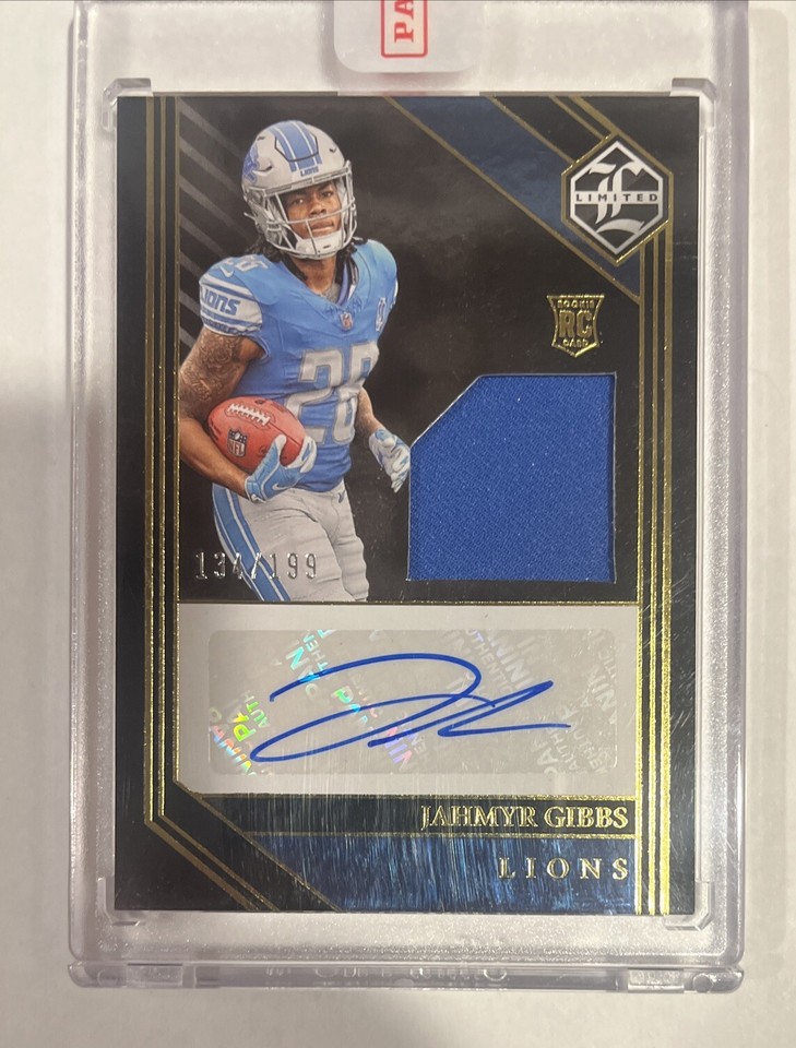 2023 Panini Limited JAHMYR GIBBS Gold Limited Rookie Patch Auto RPA SP