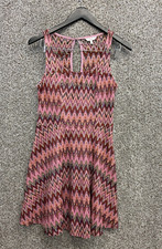 Candies Pink Fit & Flare Dress Crochet Large Keyhole Back Y2K Women's Size M