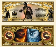 MORTAL KOMBAT SCORPION MILLION DOLLAR BILL NOVELTY NOTE (2 Bills)