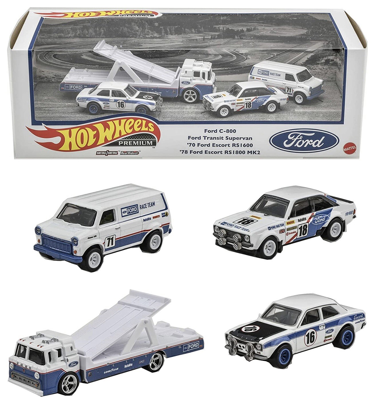 Hot Wheels Premium Ford Racing Team Set GMH39 C800 Escort Transit