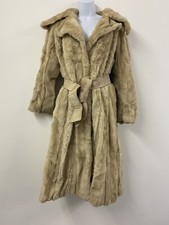 Vintage Faux Fur Coat Size 12 Long Glamerous 1940s Style Retro Sand