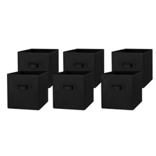 Mainstays Collapsible Cube Fabric Storage Bins (10.5" x 10.5"),6 Pack,Rich Black