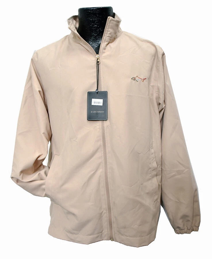 GN Classics by Greg Norman Golf Windbreaker, Men's Size S Tan Lined Jacket, NWT