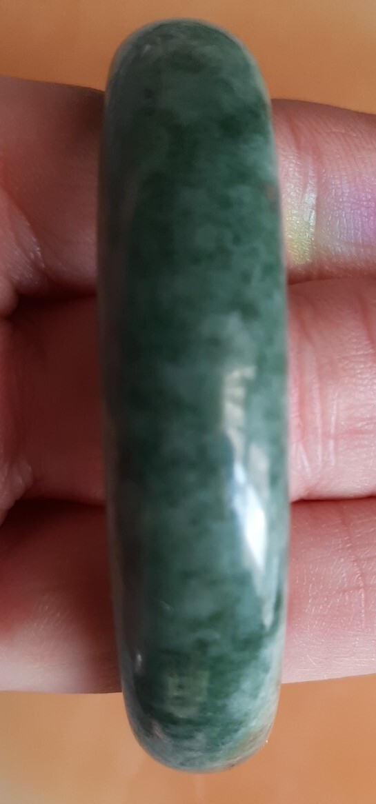 2 Braclets Bangles Spinach Green Stone Burmese Ja… - image 3