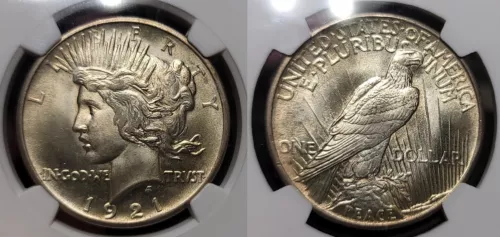 1921 High Relief Peace Dollar $1 NGC MS 66+