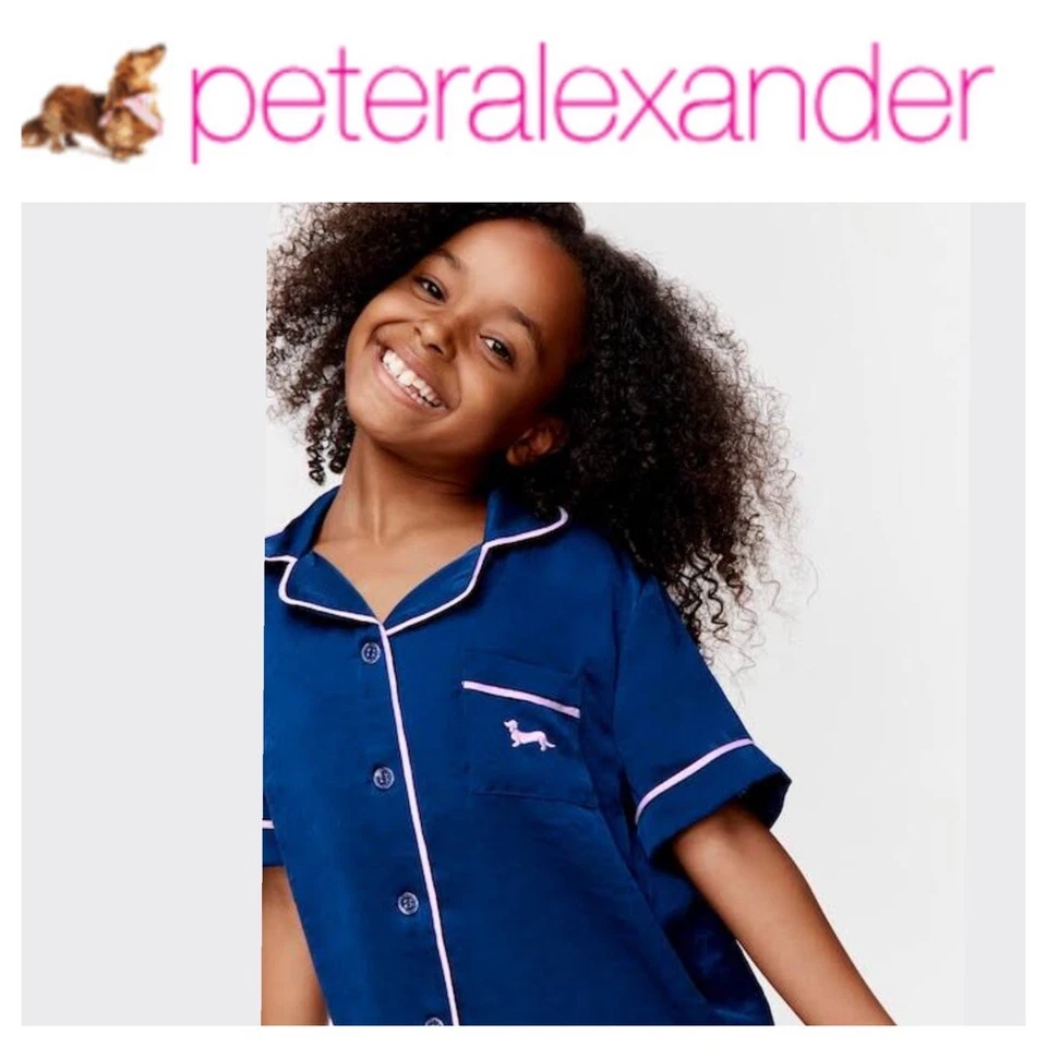 BNWT PETER ALEXANDER GIRLS KIDS SATIN PJ SET SIZE 3 (NAVY) RRP $79.95 - Image 2 of 4