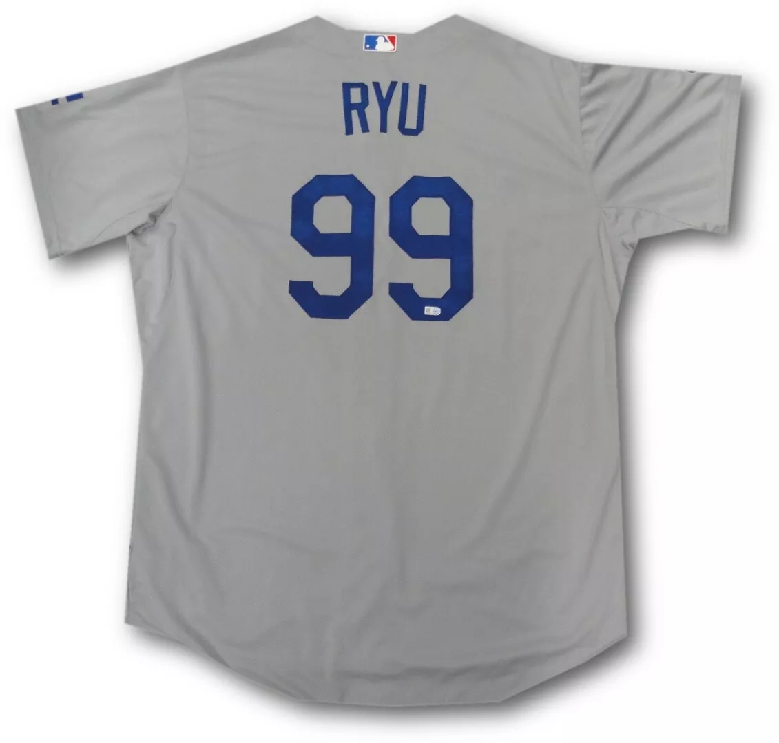 Hyun-Jin Ryu Official Major League Team Issued Los Angeles Dodgers Jersey  MLB 34