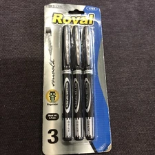 BAZIC Royal Black Rollerball Pen (3/Pack)