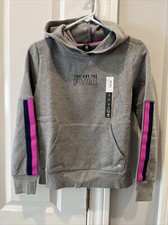 Xersion Hoodie Kids LG 14 Girls Gray Hooded You Are the Future Pullover
