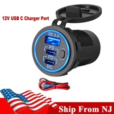 Car 12V USB Outlet 58W Dual PD USB-C Port Quick Charge 3.0 Fast Charger Socket 