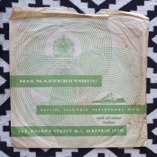 HMV His Master's Voice Oxford Street 1950s Vintage Record Shop Paper Bag!! - Afbeelding 1 van 2
