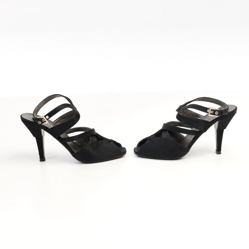 Zapatos de salón Prada negros de gamuza punta abierta talla EU 36 / US 6 Foto 3 de 4