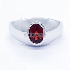 Garnet Oval Cut Gemstone With 925 Sterling Silver Ring For Men's 307