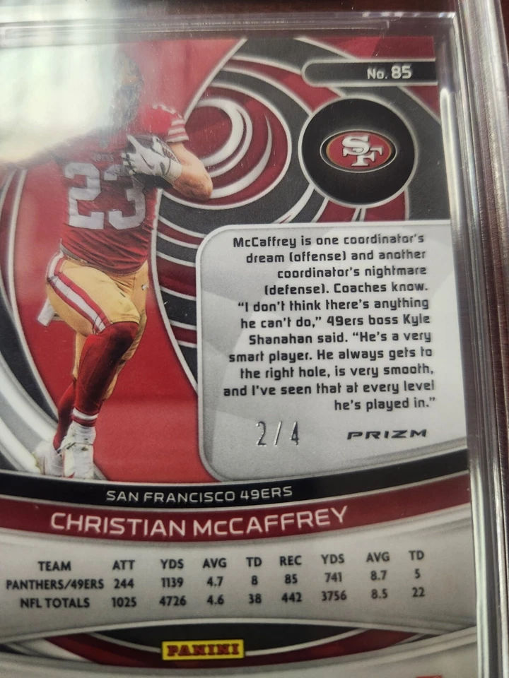 SAN FRAN 49ERS NFL 2023 Panini Spectra Neon Marble #85 Christian Mccaffrey 2/4 - Image 4 of 4