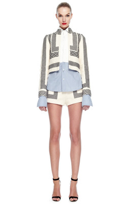 JILL STUART Lina Linen Embroidered Blazer Jacket Seen On Runway Size 4 NWT $710