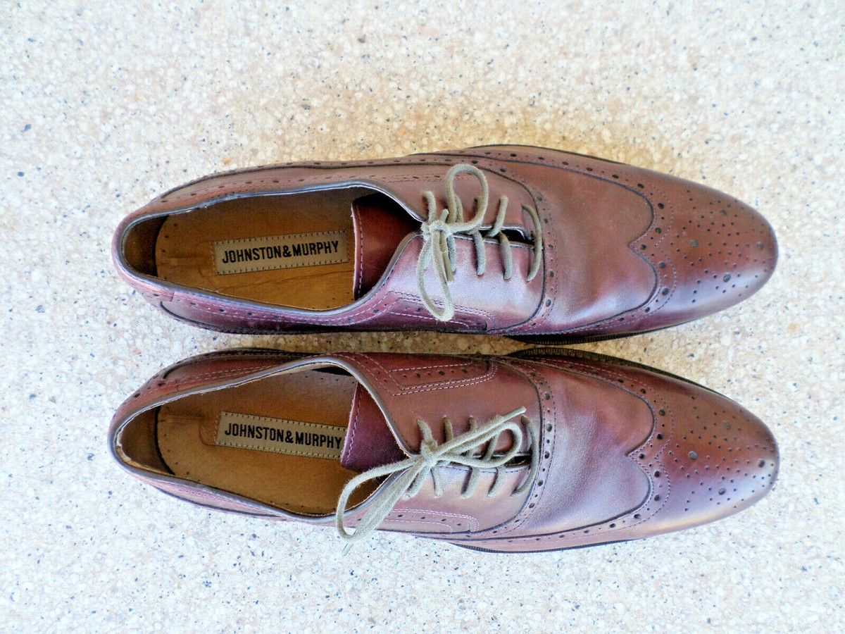 Johnston Murphy Burgundy Leather Wingtip Oxford Dress Shoes  display picture 1