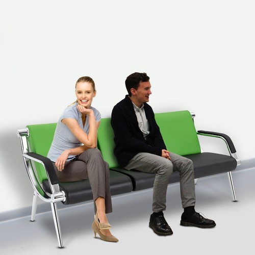 Waiting Room Reception Chair PU Leather Office Bank Airport Guest Bench 3 Seat