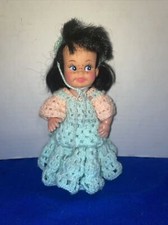 Vintage Doll Crochet Outfit Pink and Green- 8  Tall- Estate Find
