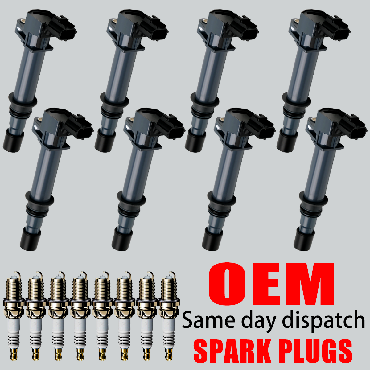 8X OEM Ignition Coil & Iridium Spark Plugs Kit for Dodge Jeep 4.7L V8 UF270 UF297