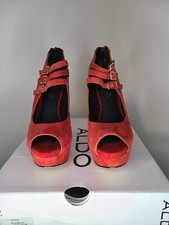 Brand New Womens Aldo Kunthea Red Faux Suede High Heels Shoes Sz 8M
