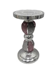 Pink Silver Mirrored Mosaic Side Table Crystal Table Bedside Flower Table