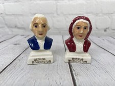 Vintage George  Martha Washington Salt  Pepper Shakers Mt. Vernon Cork Stopper