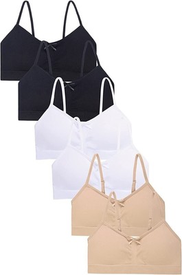 Girl's Soft Seamless Crop Brelette Training Bra (Pack of 6)