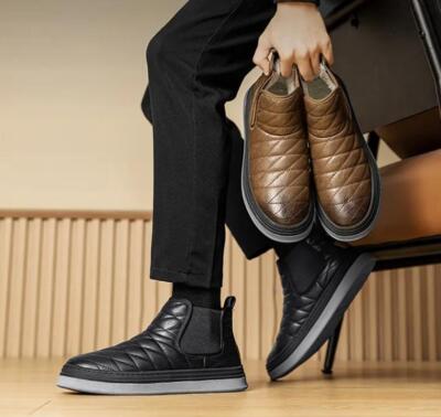 Mens Winter Round Toe Pull On Ankle Boot Hip Top Loafer Outdoor Velvet Snow Boot