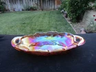 Indiana Glass Lily Pons Amber Carnival Glass Relish Celery Snack Dish # 605