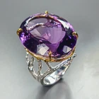 Gemstone 70 ct+ Natural Amethyst Ring 925 Sterling Silver Size 8.5 /R471328