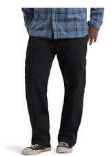 Wrangler Mens Fleece Lined Relaxed Fit Cargo Black Cotton Pants Size 36x32 NWT