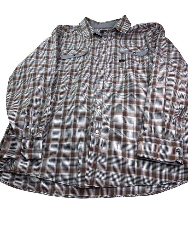 Camisa Sahara Club Hombres a Cuadros Botón Frontal 5XL Mezcla de Algodón Marrón Negro Gris Blanco Foto 3 de 4