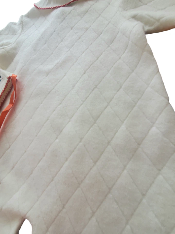 NWT New Infant Baby Size 9 Mos Months Little Me  Footie & Hat Ivory Layette - Image 4 of 4