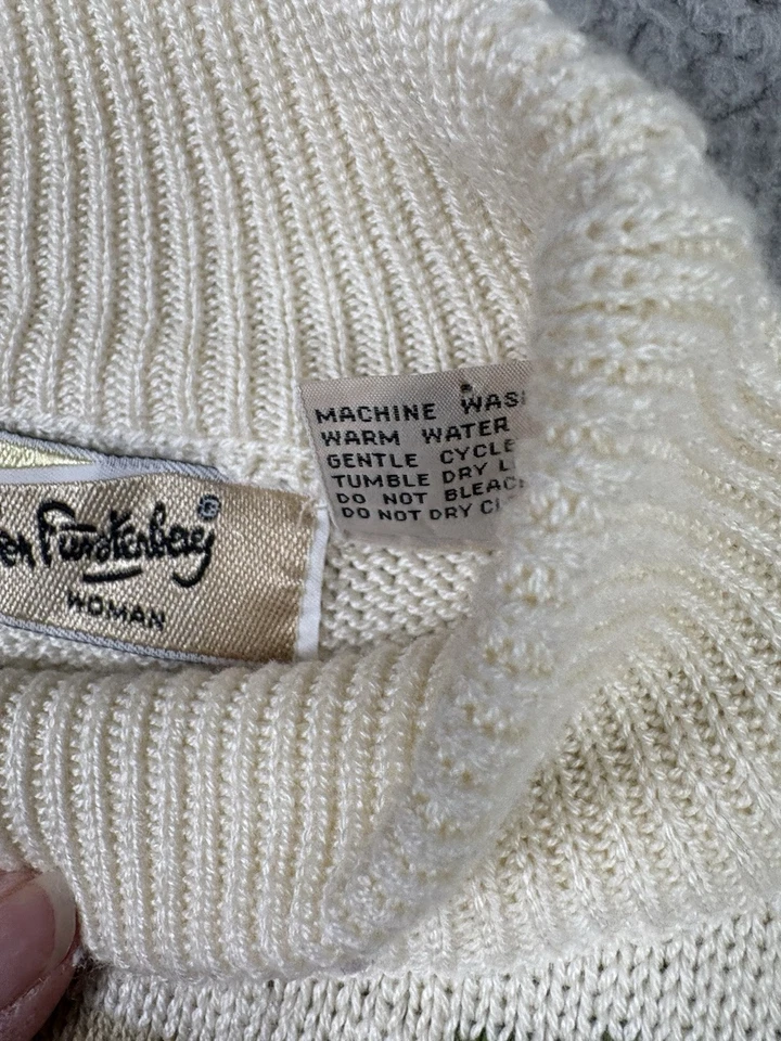 Suéter De Colección Diane Von Furstenberg Para Mujer 18 Rosa Blanco Floral Cottagecore Años 80 Foto 3 de 4