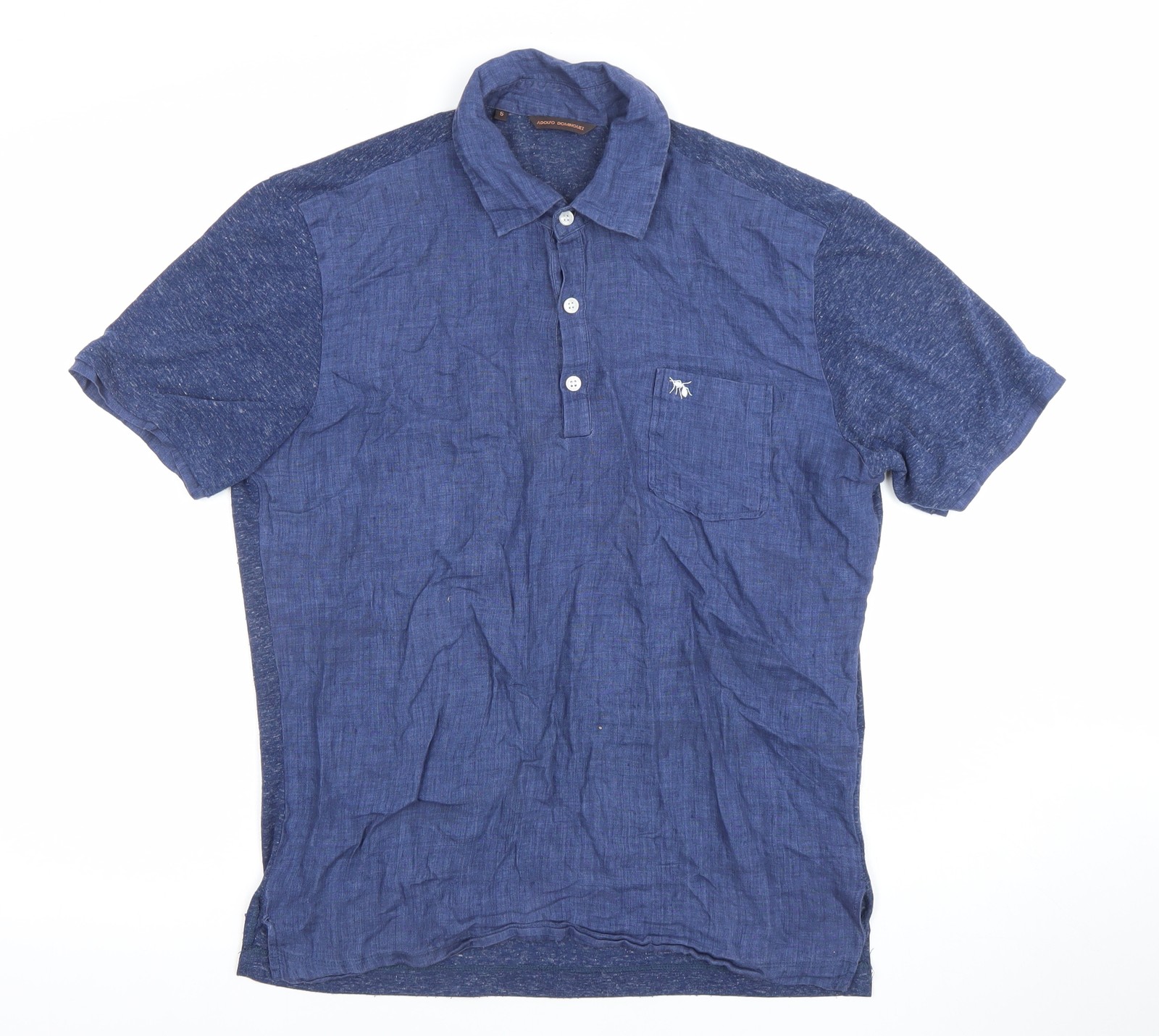 Polo Adolfo Dominguez Para Hombre Azul Lino Algodón XL