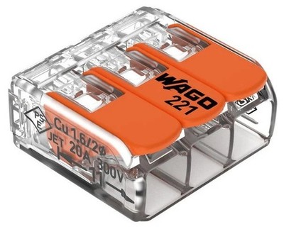 WAGO Lever Nuts Splicing Connector 3 Conductor 24-12 AWG Box of 50 Pieces