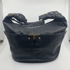 Bueno Black Faux Leather Studded Handbag Purse Shoulder Bag Gold Silver Hardware