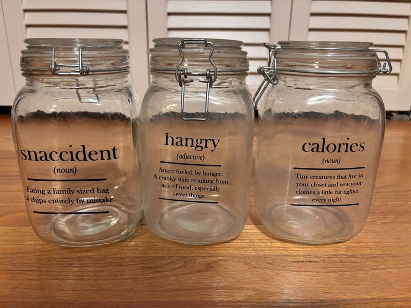 3 Coordinating Clear Clamp Jars For The Pantry or Kitchen