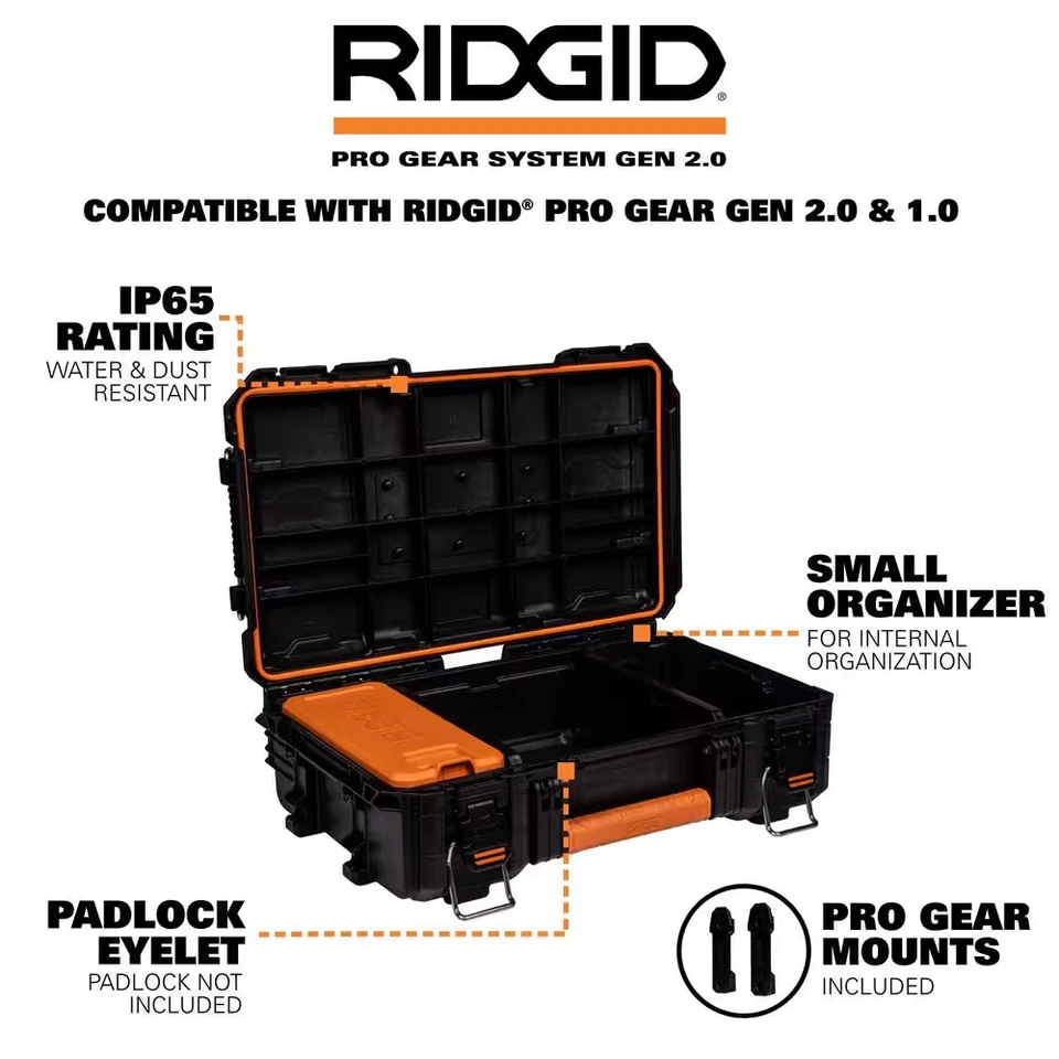 Pro Gear System Gen 2.0 Stackable Durable Compact Power Tool Box with Secure Han - Image 2 of 4