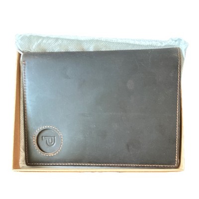 Polare RFID Blocking Brown Bifold Men's Wallet with Logo Accent Solid Pattern