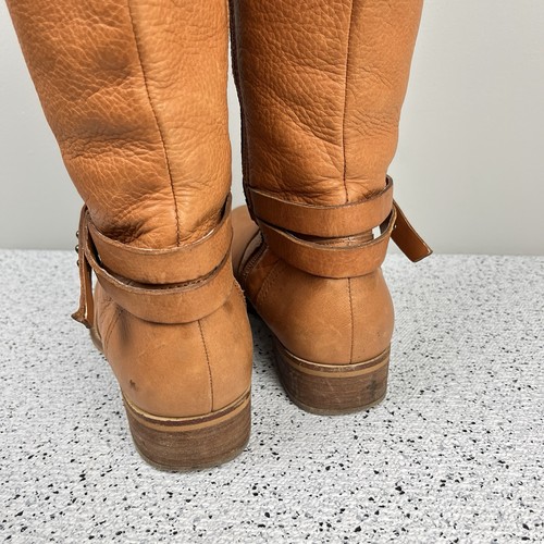 Lands End Womens 8.5B Blakely Riding Boots Tan Leather Zipper Boho - Picture 8 of 11