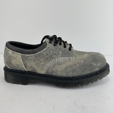 Dr. Martens 8053 Grey Stonewashed Hairy Suede Oxford Shoes Men's 8 Women's 9 NEW